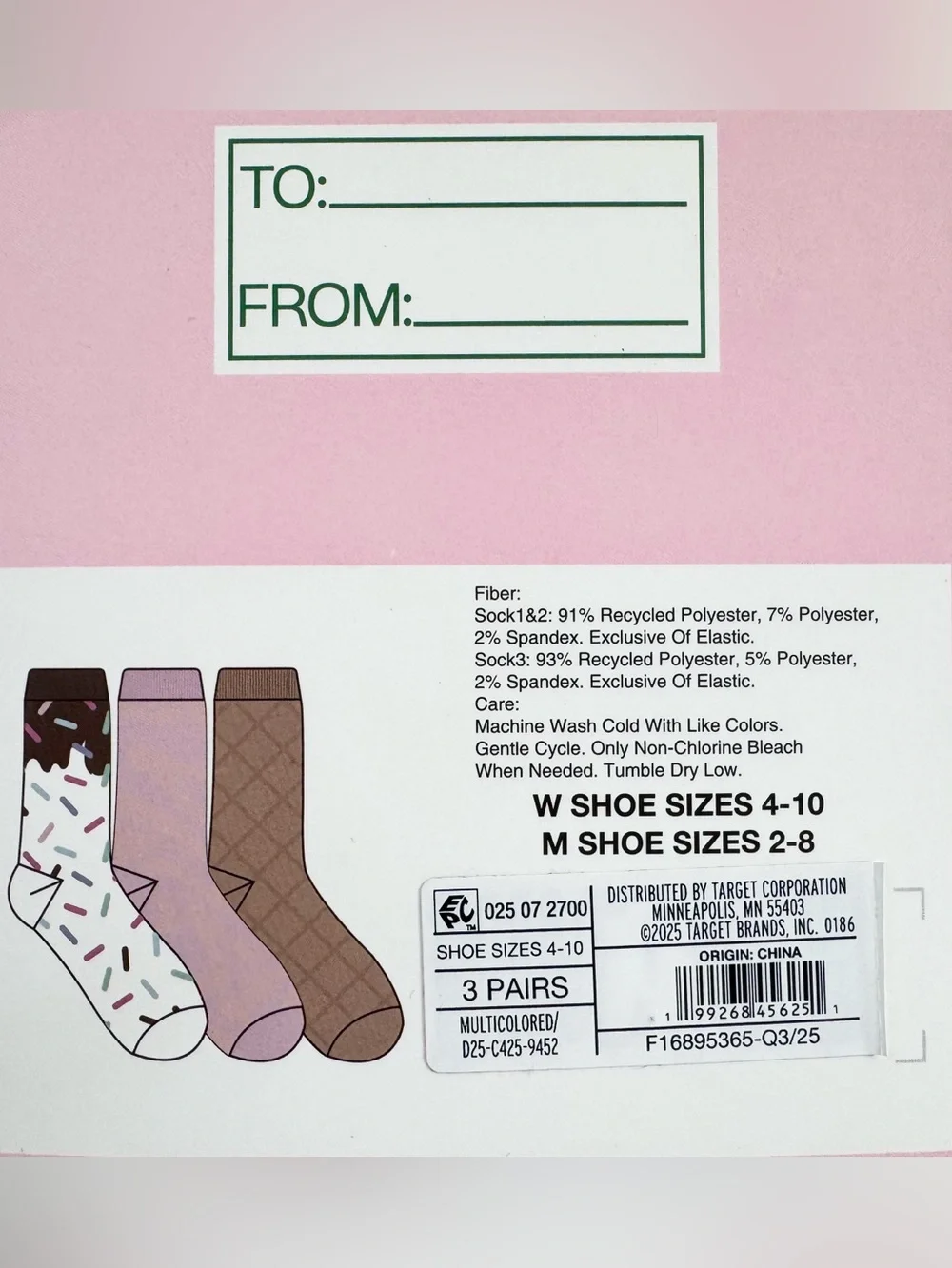 Sockingly Sweet Ice Cream Crew Socks Gift Box Set 3 Pack NWT